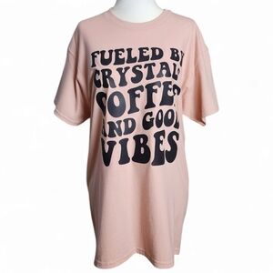 Fueld By Coffee Crystals And Good Vibes Mauve Pink, Black Unisex Graphic T-Shirt